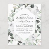 Budget Quinceañera Eukalyptus Floral White Roses Flyer (Vorne)