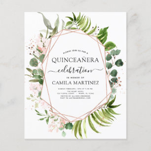 Budget Quinceanera Eukalyptus Rose Gold Geometrie Flyer