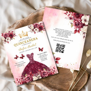 Budget Quinceanera Floral Burgund Prinzessin