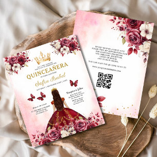 Budget Quinceanera Floral Burgund Prinzessin