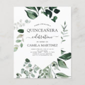Budget Quinceanera Frühjahr botanische Grünpflanze Flyer (Vorne)
