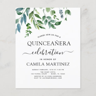 Budget Quinceanera Frühling Botanisch Grün Flyer