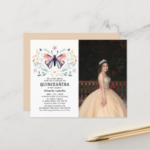 Budget Quinceañera Gold Butterfly Foto Floral