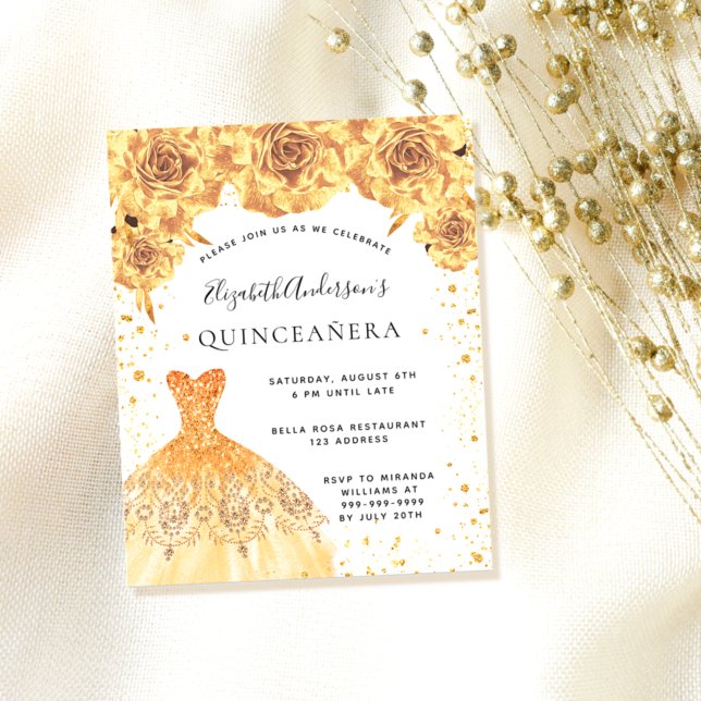 Budget Quinceanera Gold Kleid Blumenladen (Von Creator hochgeladen)