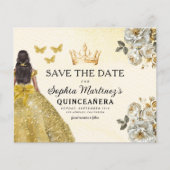 Budget Quinceanera Gold Save the Date Flyer (Vorne)