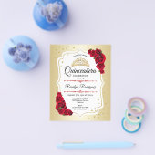 Budget Quinceanera - Gold White Red Einladung Flyer (Einzeln)