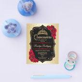 Budget Quinceanera - Goldene Schwarze Einladung Flyer (Einzeln)
