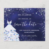 Budget Quinceanera Marinekleid Save the Date (Vorderseite)