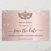 Budget Quinceanera Masquerade Rose Gold rett Datum (Vorderseite)
