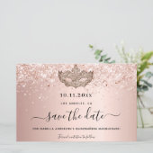 Budget Quinceanera Masquerade Rose Gold rett Datum (Stehend Vorderseite)