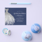 Budget Quinceanera Navy Blue Silver Glitzer Flyer (Einzeln)