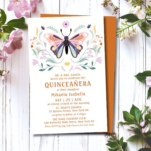 Budget Quinceañera Pink Lila Butterfly Floral Flyer