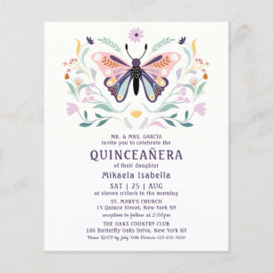 Budget Quinceañera Pink Lila Butterfly Floral Flyer