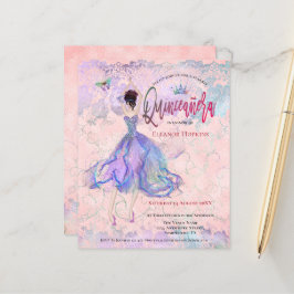 Budget Quinceanera Pink Tanz Mädchen Einladung