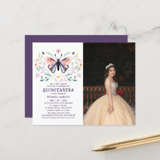 Budget Quinceañera Rosa Schmetterling Foto Blümche