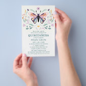 Budget Quinceañera Rosa Schmetterling Foto Blümche Flyer (Handgriff)