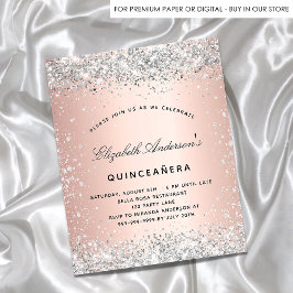 Budget Quinceanera Rose Gold Einladung