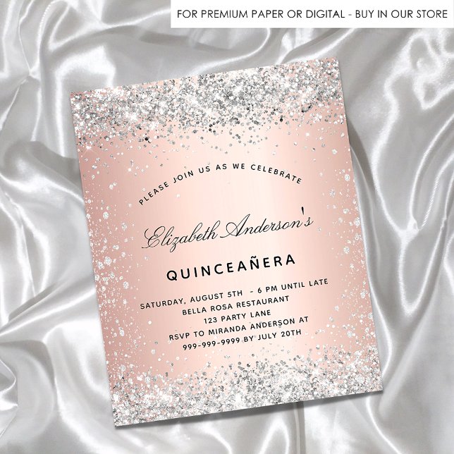 Budget Quinceanera Rose Gold Einladung (Von Creator hochgeladen)
