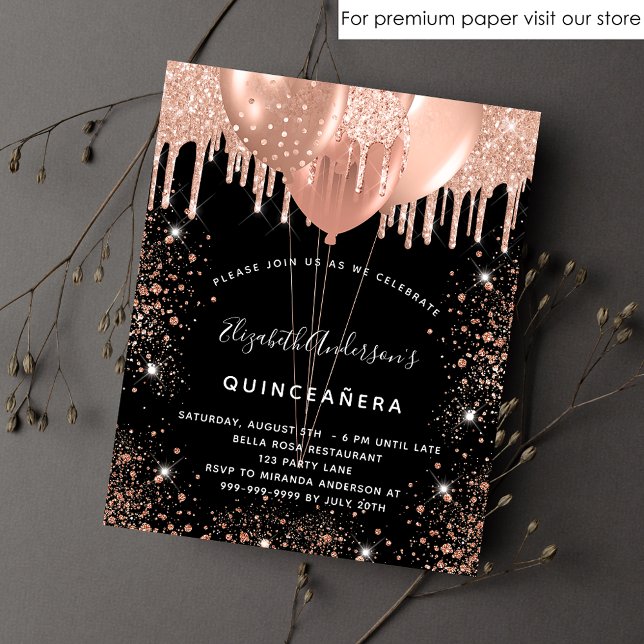 Budget Quinceanera Rose Gold Einladung (Von Creator hochgeladen)