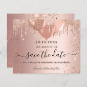 Budget Quinceanera Rose Gold Glitzer Save the Date (Vorne/Hinten)