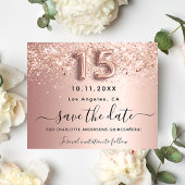 Budget Quinceanera Rose Gold Glitzer Save the Date