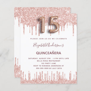 Budget Quinceanera Rose Gold Glitzer Tropfen rosa