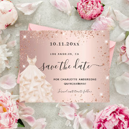 Budget Quinceanera Rose Goldkleid Save the Date