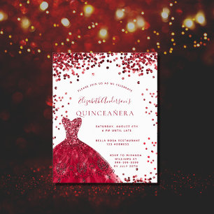 Budget Quinceanera rote weiße Kleidung Einladung
