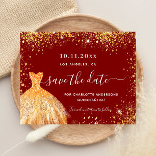 Budget Quinceanera Rotgoldkleid Save the Date
