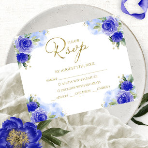 Budget Quinceanera Royal Blue Response Card