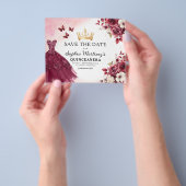 Budget Quinceanera Save the Date Blumenburgund Flyer (Gruppe)