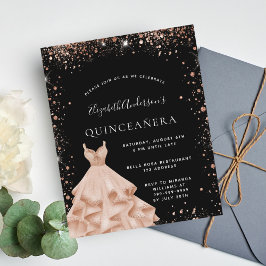 Budget Quinceanera Schwarze Rose Gold Glitzer Klei