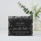Budget Quinceanera schwarzes Silber Save the Date (Stehend Vorderseite)
