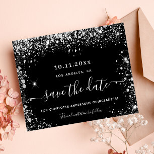 Budget Quinceanera schwarzes Silber Save the Date