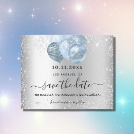 Budget Quinceanera silberblau Save the Date