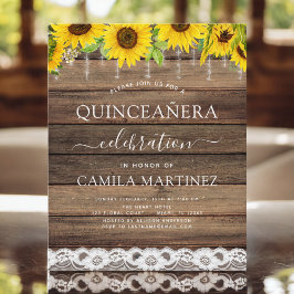 Budget Quinceanera Sonnenblume Rustikale Einladung