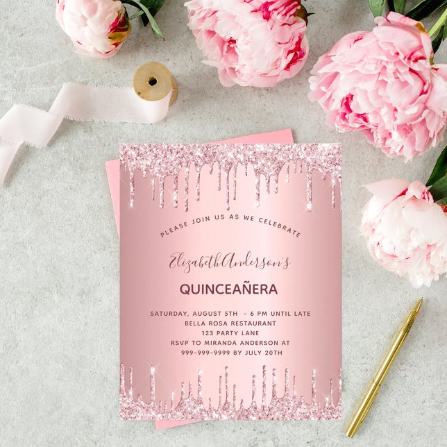 BUDGET Quinceanera staubige Rose Glitzer Tropfen p (Von Creator hochgeladen)