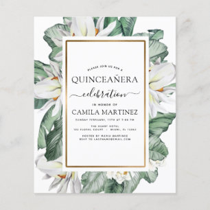 Budget Quinceañera Tropical Magnolia Einladung Flyer