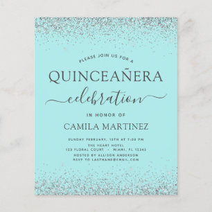 Budget Quinceanera Türkis Silber Glitter Flyer