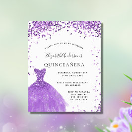 Budget Quinceanera violettes weißes Kleid Glitzer