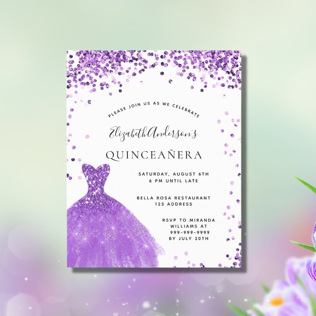 Budget Quinceanera violettes weißes Kleid Glitzer (Von Creator hochgeladen)
