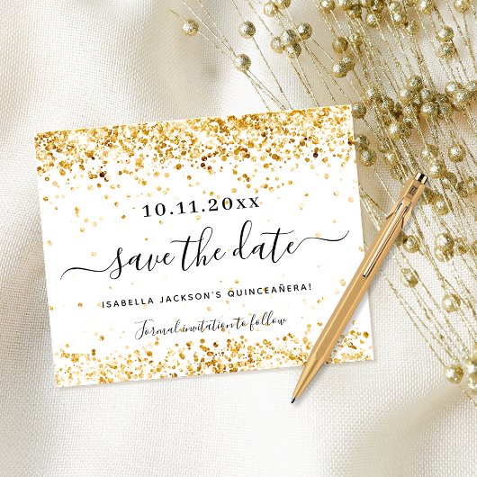 Budget Quinceanera Weißgold Save the Date