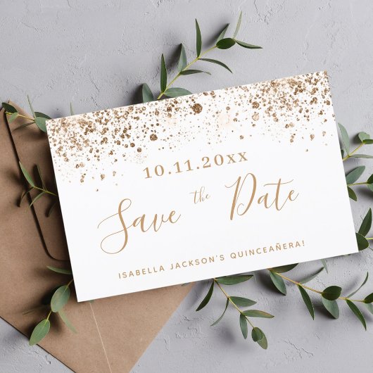 Budget Quinceanera Weißgold Save the Date