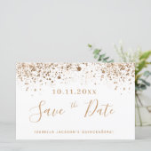 Budget Quinceanera Weißgold Save the Date (Stehend Vorderseite)
