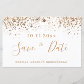 Budget Quinceanera Weißgold Save the Date (Vorderseite)