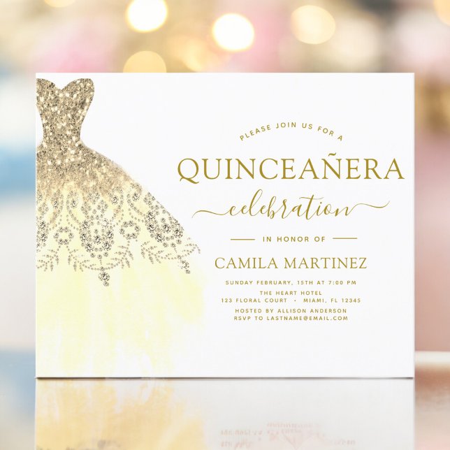 Budget Quinceanera White and Gold Glitzer (Von Creator hochgeladen)