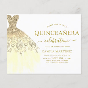 Budget Quinceanera White and Gold Glitzer Flyer