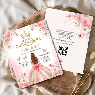 Budget Quinceñera Blush Pink Floral Butterfly Flyer