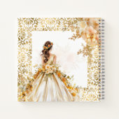Budget Radiant Gold Floral Quinceanera Gästebuch Notizblock (Rückseite)