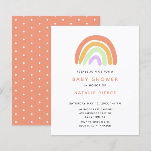 Budget Rainbow Baby Dusche Niedlich Einfache Pfirs (Vorne/Hinten)